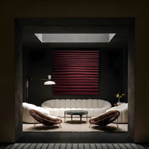 Arte de pared de yeso bohemio hecho a mano en relieve de gran tamaño "SHADOW XL" en negro - 36, 45 y 65 pulgadas