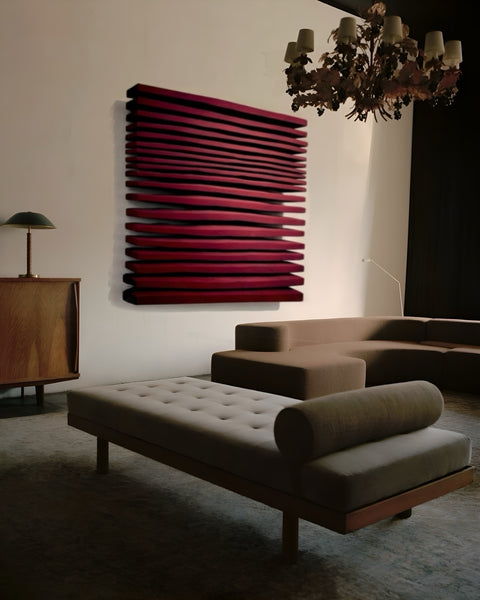 Arte de pared de yeso bohemio hecho a mano en relieve de gran tamaño "SHADOW XL" en negro - 36, 45 y 65 pulgadas