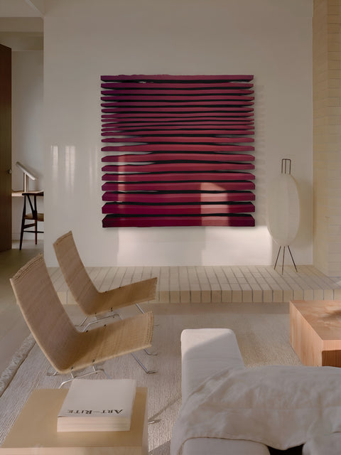 Arte de pared de yeso bohemio hecho a mano en relieve de gran tamaño "SHADOW XL" en negro - 36, 45 y 65 pulgadas