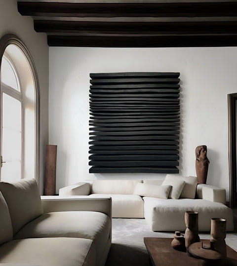 SHADOW Black — Large Plaster Wall Sculpture