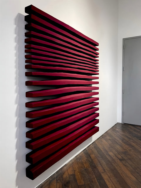 Arte de pared de yeso bohemio hecho a mano en relieve de gran tamaño "SHADOW XL" en negro - 36, 45 y 65 pulgadas