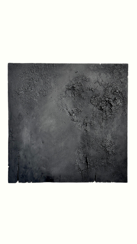 Décoration murale minimaliste en plâtre, sculpture murale en argile Wabi Sabi, décoration rustique faite à la main, « Stratum » Noir