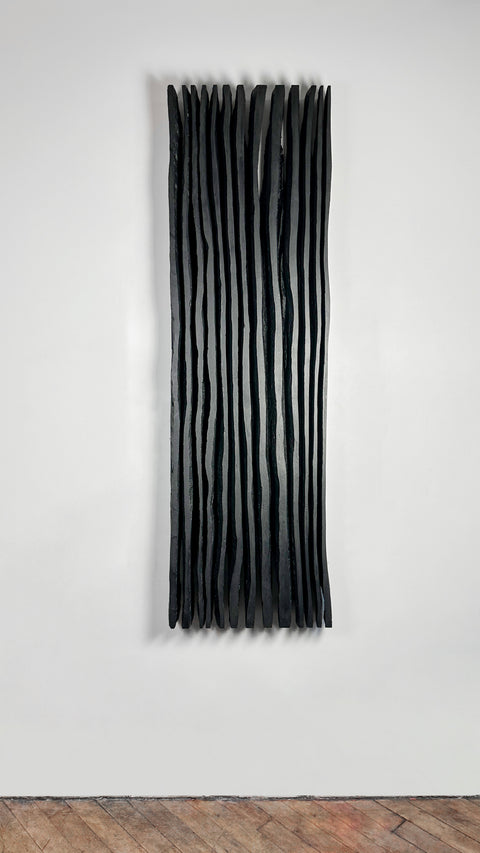 Décoration murale en plâtre Boho surdimensionnée faite à la main « SHADOW Midnight » Noir