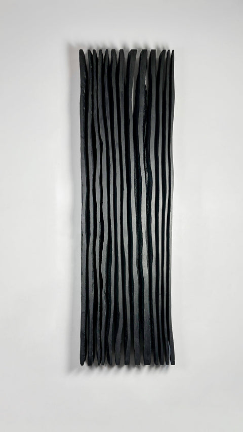Arte de pared de yeso bohemio hecho a mano en relieve de gran tamaño "SHADOW Midnight" en negro