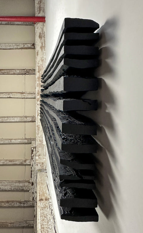 Décoration murale en plâtre Boho surdimensionnée faite à la main « SHADOW Midnight » Noir