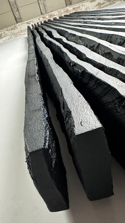 Décoration murale en plâtre Boho surdimensionnée faite à la main « SHADOW Midnight » Noir