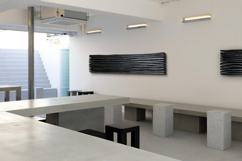 Arte de pared de yeso bohemio hecho a mano en relieve de gran tamaño "SHADOW Midnight" en negro