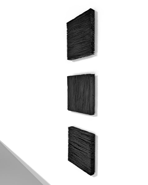 Ensemble de 3 pièces, art mural en plâtre noir de style bohème fait à la main « SHADOW SET » 10, 16, 24 pouces