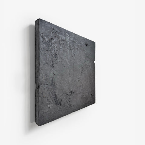 Décoration murale Japandi. Décoration murale surdimensionnée en plâtre de style bohème 3D « B5 » GRANDE taille - Noir, beige, blanc cassé. 47 x 47 x 2 po - 120 x 120 x 5 cm