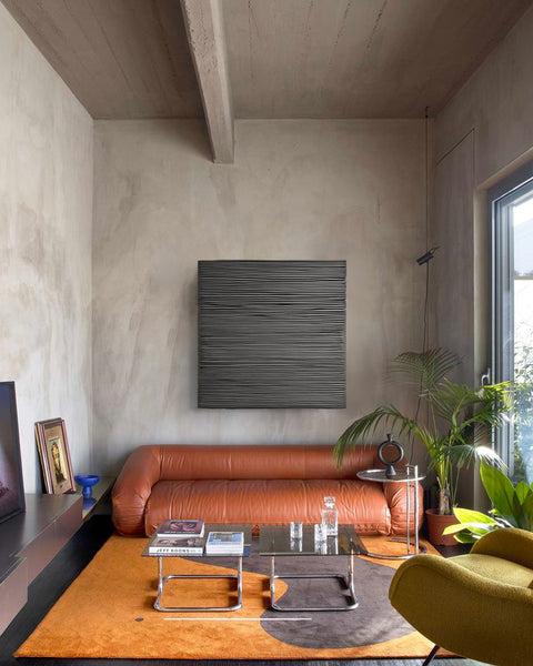 Décoration murale en plâtre Boho surdimensionnée faite à la main « SHADOW XL » Noir - 36, 45 et 65 pouces