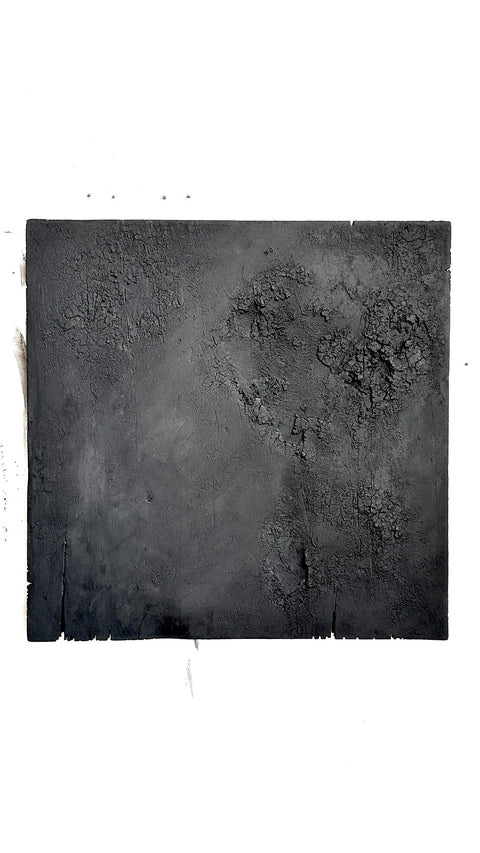 Décoration murale minimaliste en plâtre, sculpture murale en argile Wabi Sabi, décoration rustique faite à la main, « Stratum » Noir