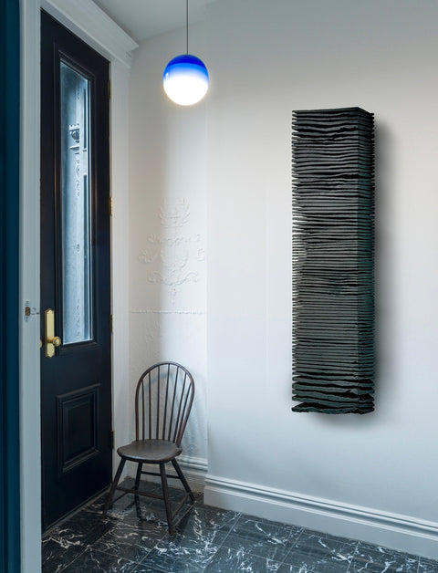 Décoration murale en plâtre Boho surdimensionnée faite à la main « SHADOW Midnight » Noir
