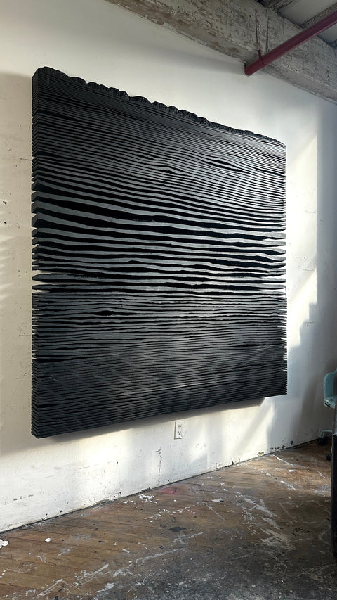 Décoration murale en plâtre Boho surdimensionnée faite à la main « SHADOW XL » Noir - 36, 45 et 65 pouces