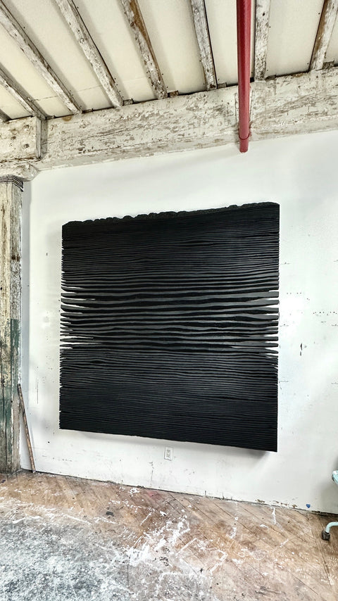 Décoration murale en plâtre Boho surdimensionnée faite à la main « SHADOW XL » Noir - 36, 45 et 65 pouces
