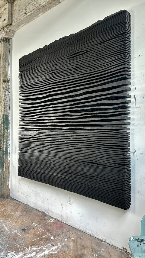 Décoration murale en plâtre Boho surdimensionnée faite à la main « SHADOW XL » Noir - 36, 45 et 65 pouces