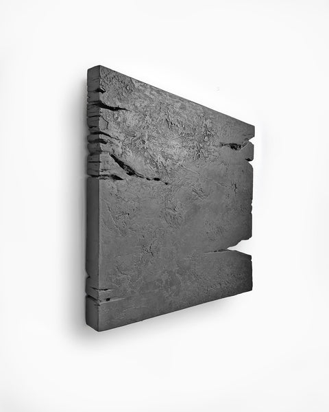 Décoration murale Japandi. Décoration murale surdimensionnée en plâtre de style bohème 3D « B5 » GRANDE taille - Noir, beige, blanc cassé. 47 x 47 x 2 po - 120 x 120 x 5 cm