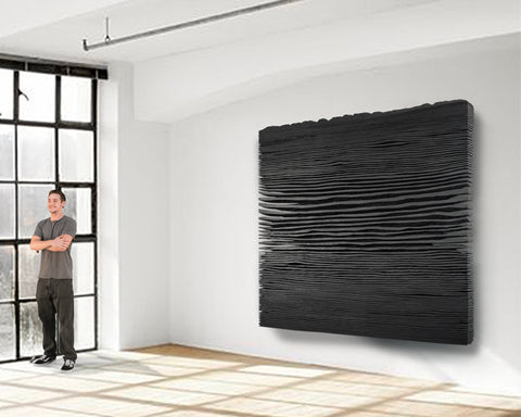 Décoration murale en plâtre Boho surdimensionnée faite à la main « SHADOW XL » Noir - 36, 45 et 65 pouces