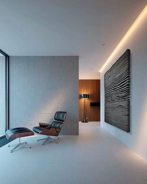 Décoration murale en plâtre Boho surdimensionnée faite à la main « SHADOW XL » Noir - 36, 45 et 65 pouces