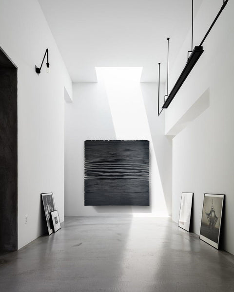 Décoration murale en plâtre Boho surdimensionnée faite à la main « SHADOW XL » Noir - 36, 45 et 65 pouces