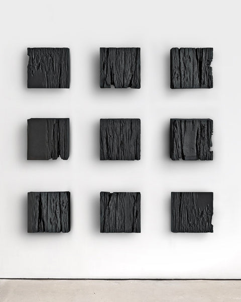 Ensemble d'art mural 3,5,9 pièces. Art mural en plâtre bohème "MORI " Noir - 3x3x2 po. 8x8x2 po. 16x16x2 po.