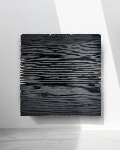 Décoration murale en plâtre Boho surdimensionnée faite à la main « SHADOW XL » Noir - 36, 45 et 65 pouces