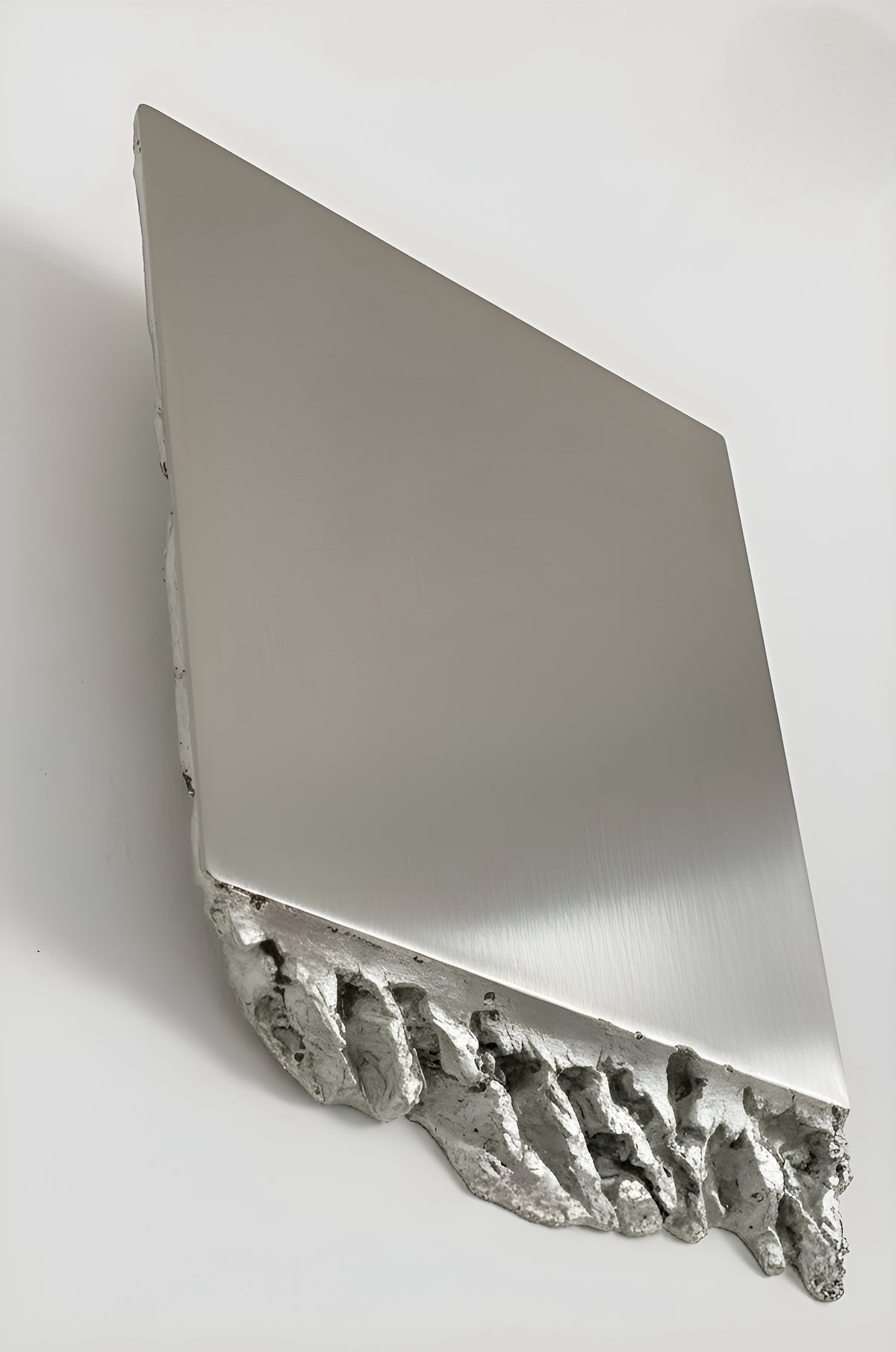 AND THEN — Stainless Steel, side profile view, depth 4 inches, metallic composite surface