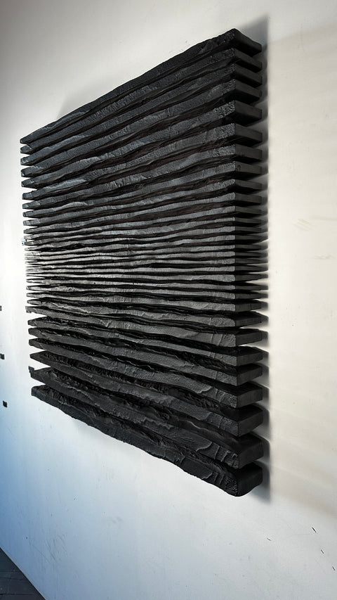 Handcrafted Boho Style Plaster Wall Art " SHADOW " Black