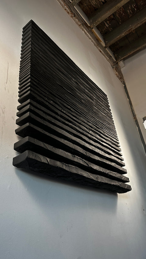 Handcrafted Boho Style Plaster Wall Art " SHADOW " Black