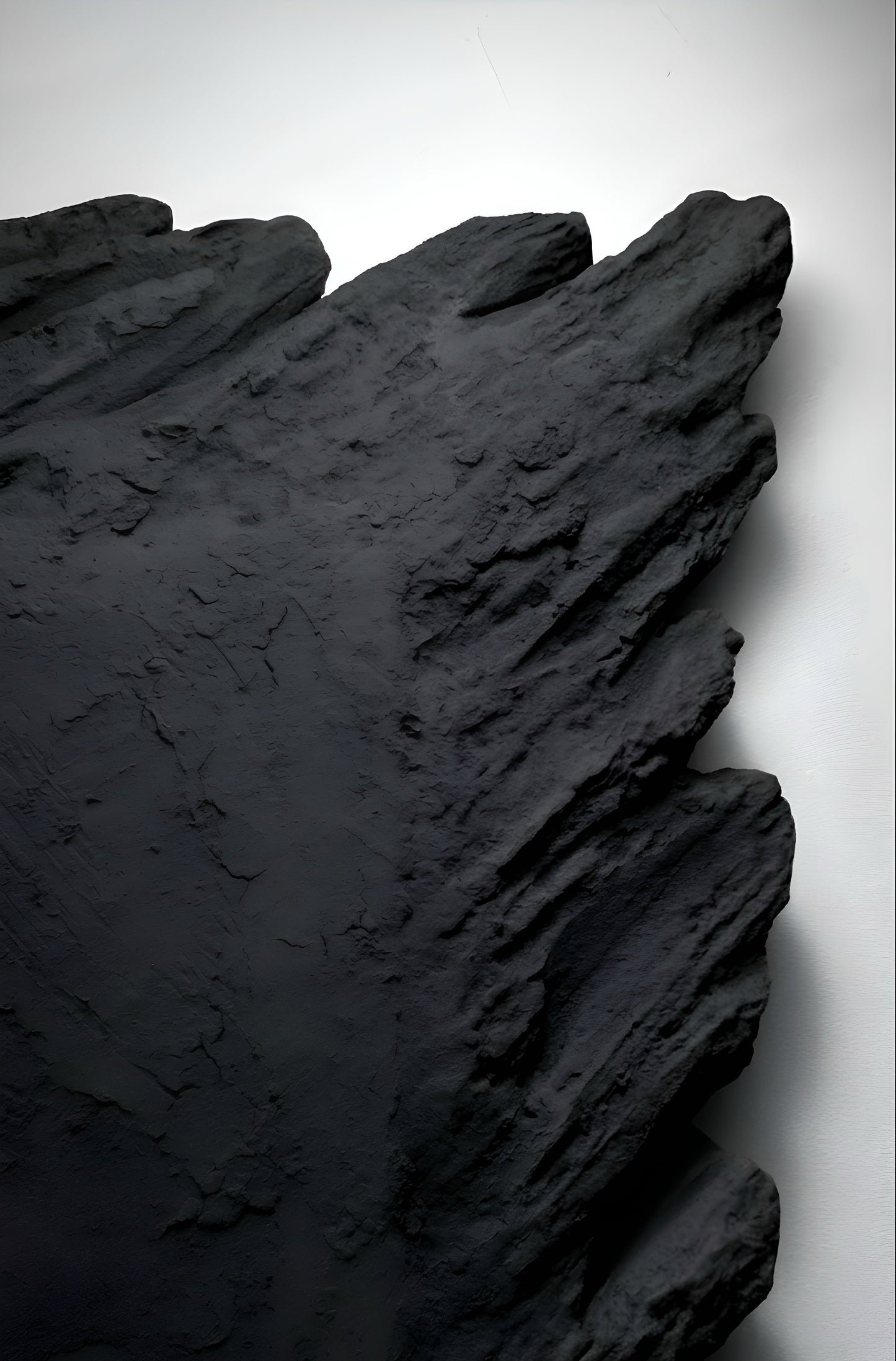 Close-up of a dark stone texture on a light gray background