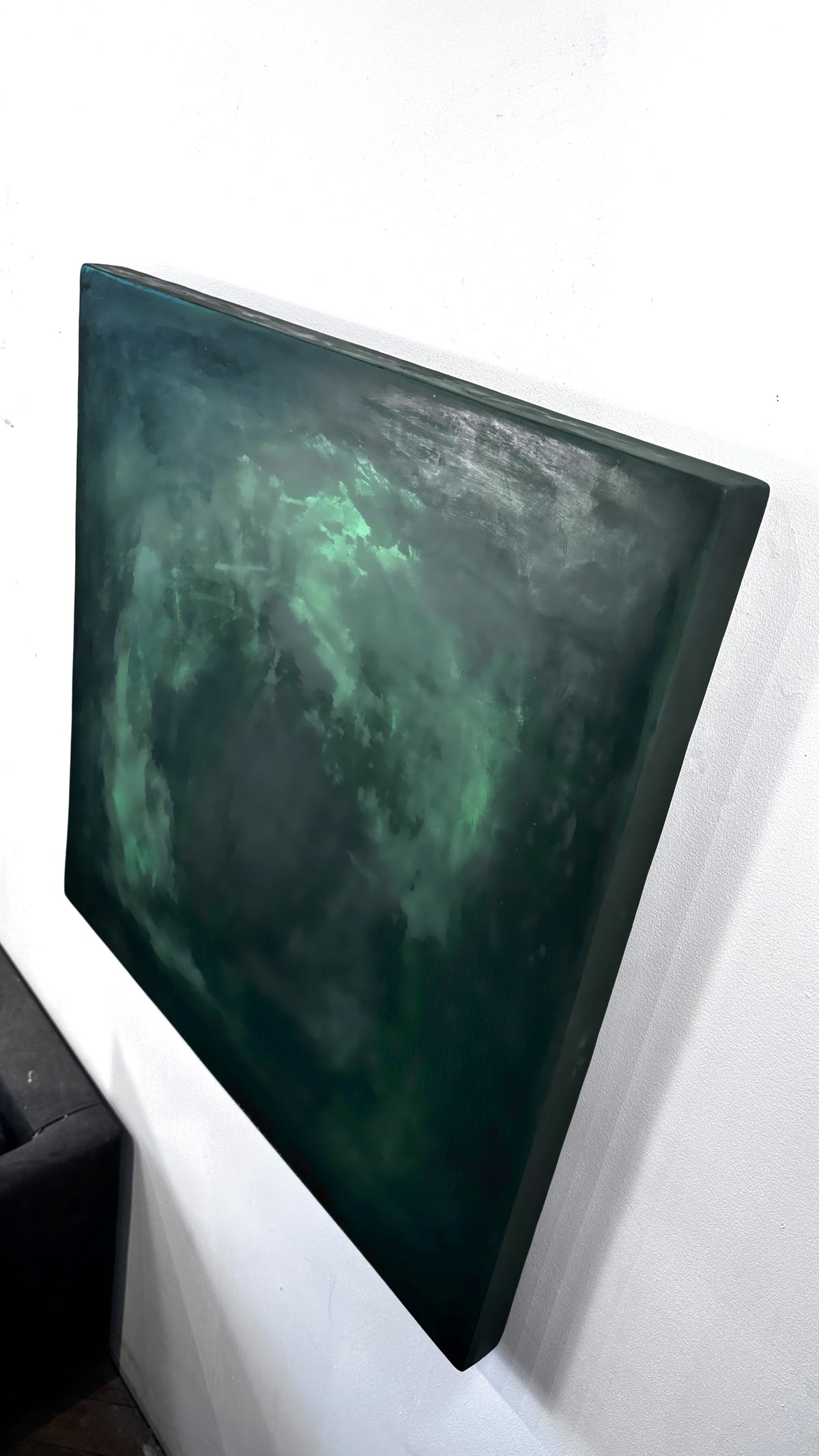 INSIDE OUT — Shades of Green, side profile detail, depth and shadow, hand-formed plaster