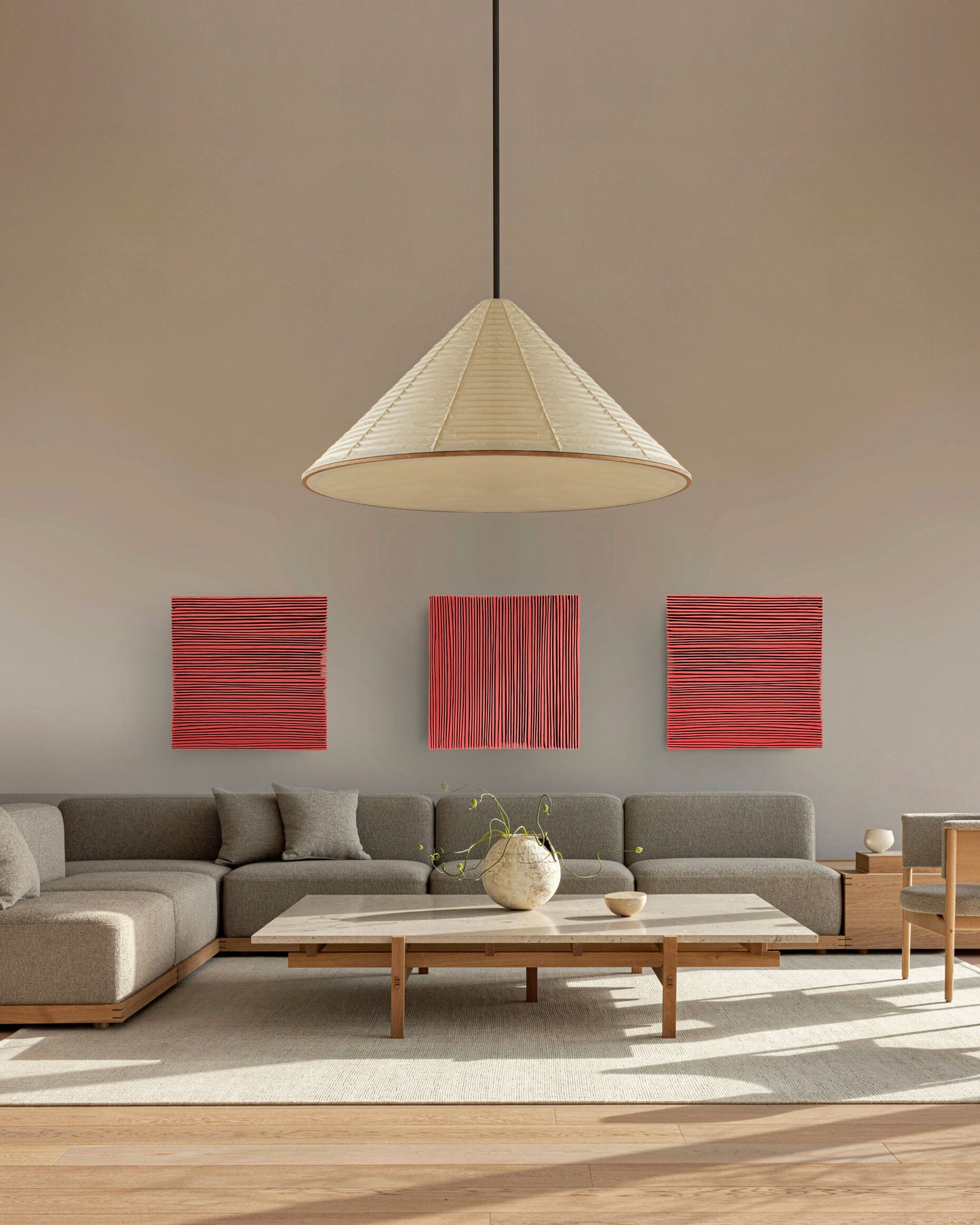 Arte de pared de yeso bohemio hecho a mano en relieve de gran tamaño "SHADOW XL" en negro - 36, 45 y 65 pulgadas