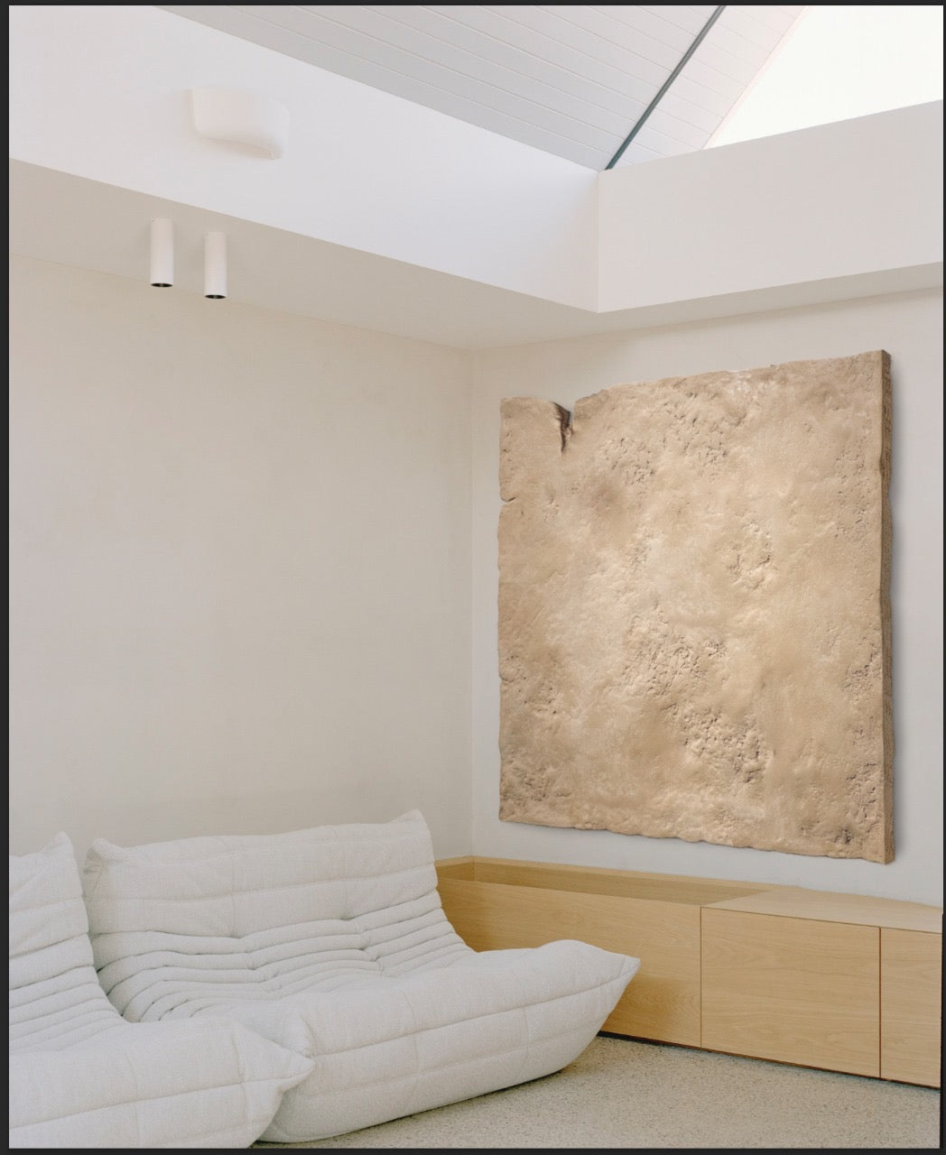 GAIA — Beige, single panel detail, hand-formed plaster, organic surface texture