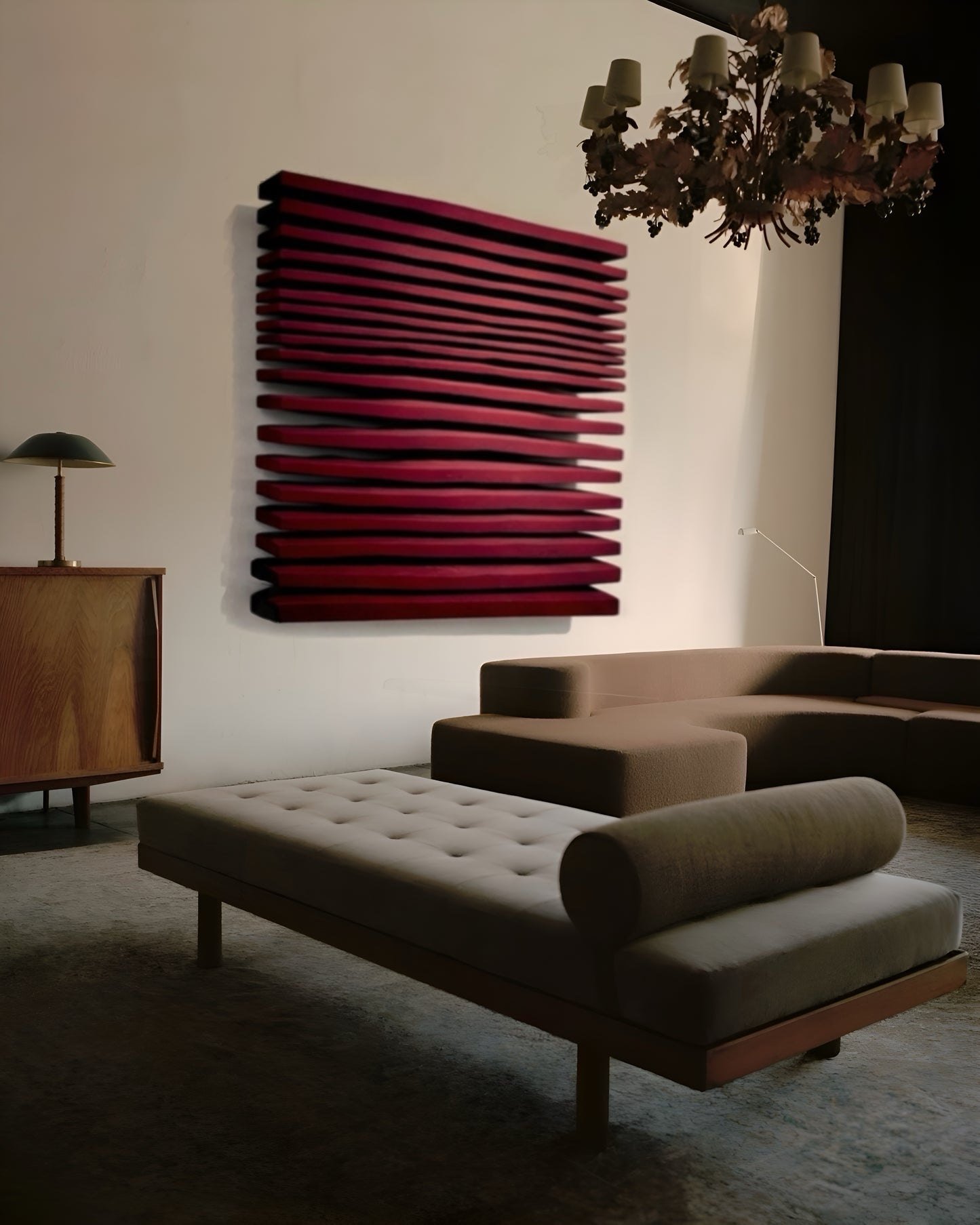 Arte de pared de yeso bohemio hecho a mano en relieve de gran tamaño "SHADOW XL" en negro - 36, 45 y 65 pulgadas