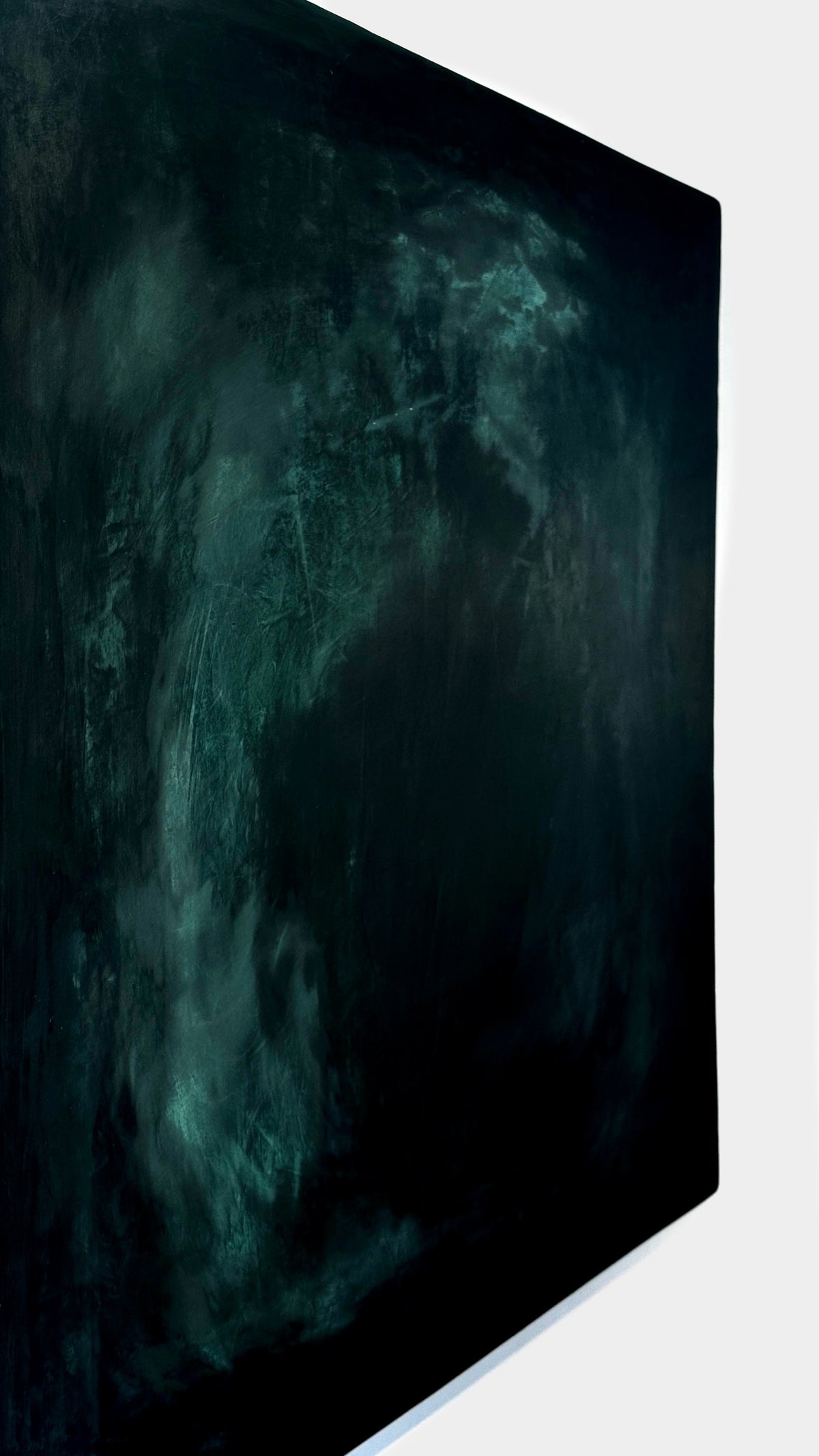 INSIDE OUT — Shades of Green, close-up surface texture, forest green mineral pigment, matte finish