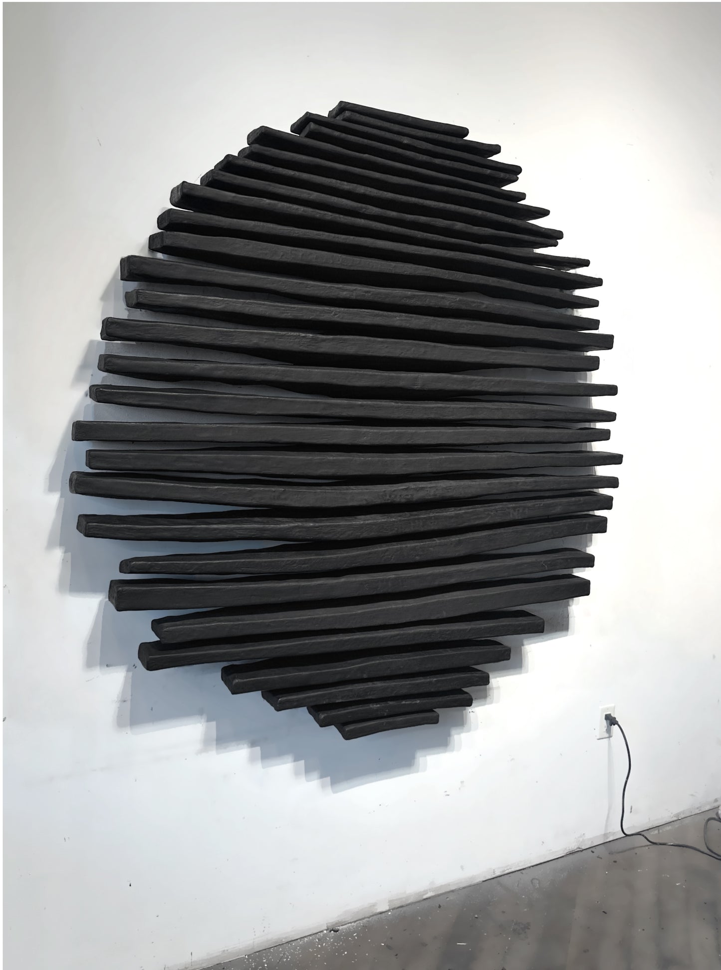 Arte de pared de yeso bohemio hecho a mano en relieve de gran tamaño "SHADOW Midnight" en negro