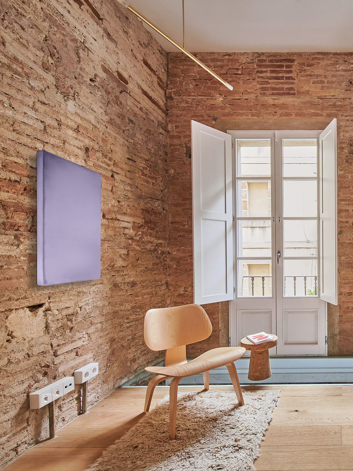 INSIDE OUT — Shades of Lavender, studio view, lavender textured plaster relief, SIZMARI Brooklyn