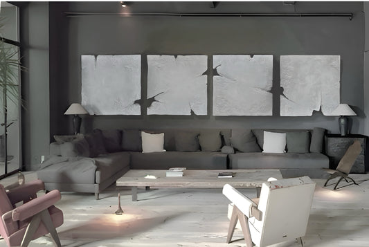 Gaia Collection - Set of 4 Minimalist Plaster Wall Art