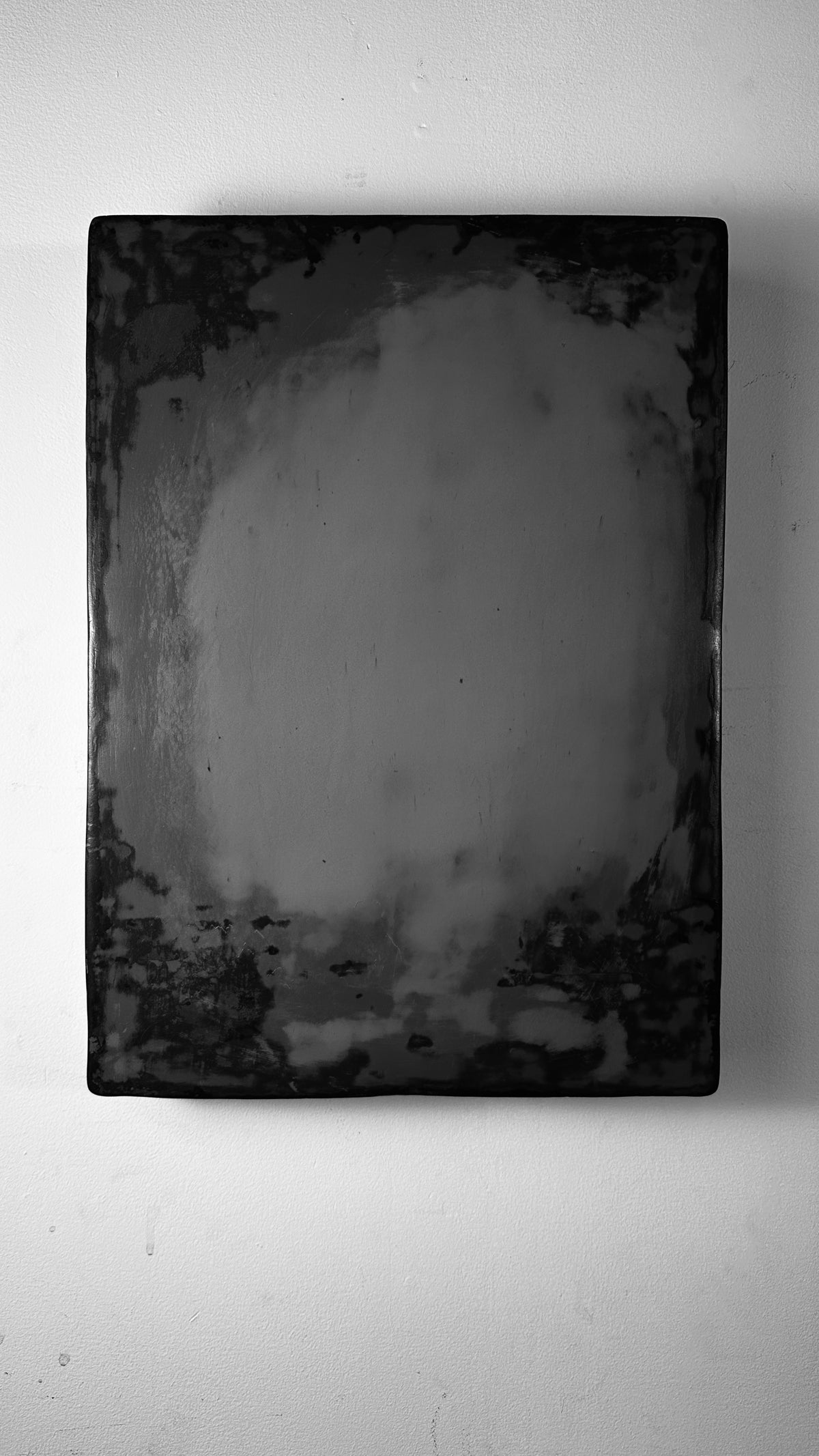 INSIDE OUT — Charcoal Gray, scale reference, large format charcoal wall sculpture, SIZMARI