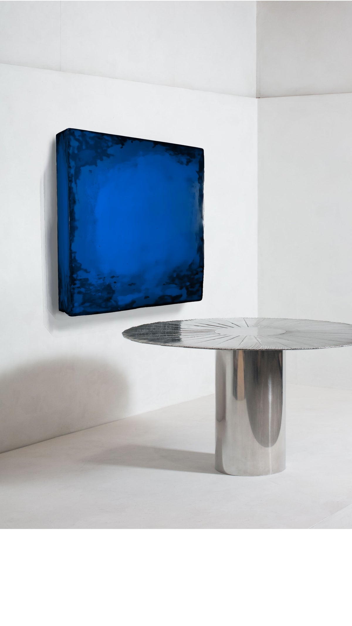 INSIDE OUT — Shades of Blue, side profile detail, depth and shadow, hand-formed plaster composite