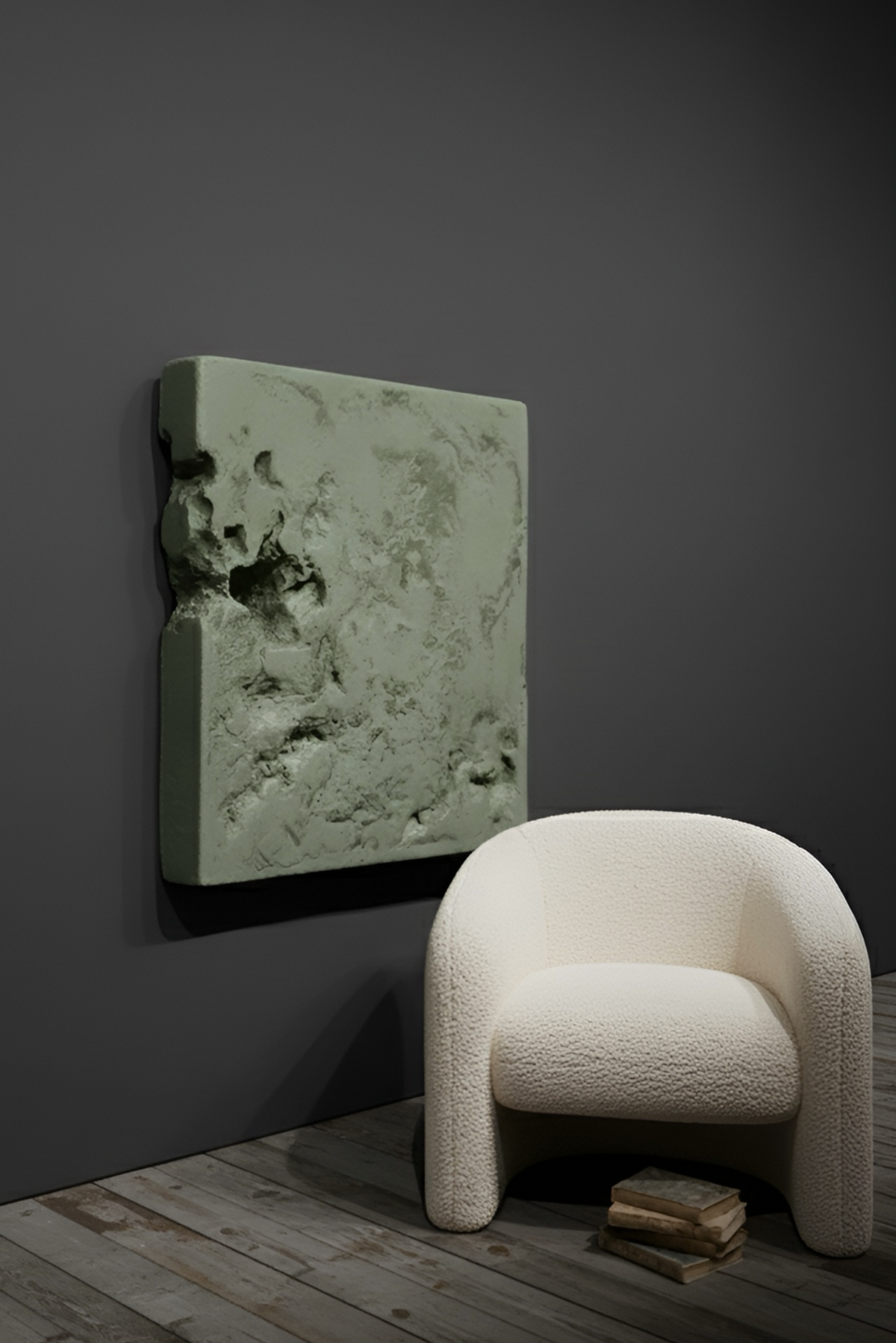 GAIA — Matcha, full frontal view, sage green plaster wall sculpture set, SIZMARI Brooklyn