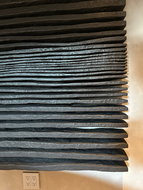 Handcrafted Boho Style Plaster Wall Art " SHADOW " Black