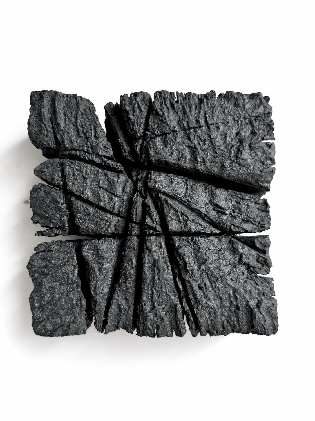 SAMURAI — Charcoal Black, square relief with deep crossing cuts, frontal view