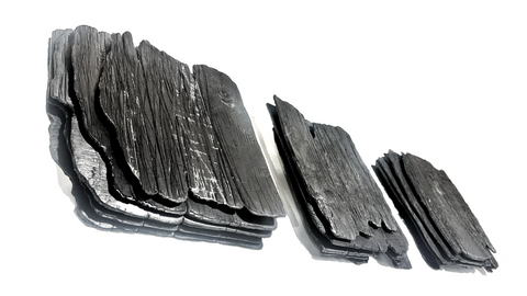 Minimalist Charred Wood Handmade Wall Sculpture "MORI" Charcoal Black