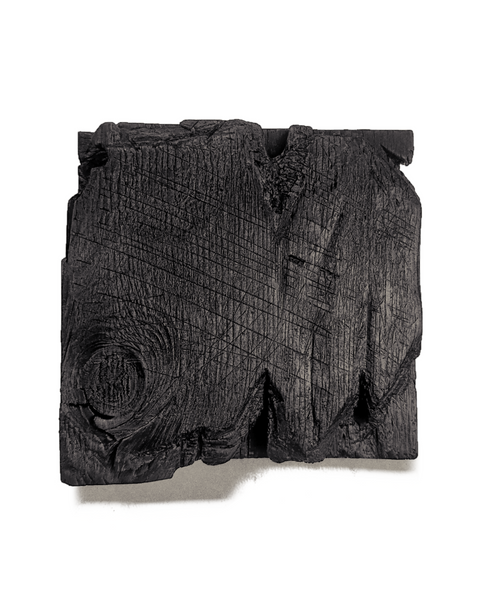 Minimalist Charred Wood Handmade Wall Sculpture "MORI" Charcoal Black