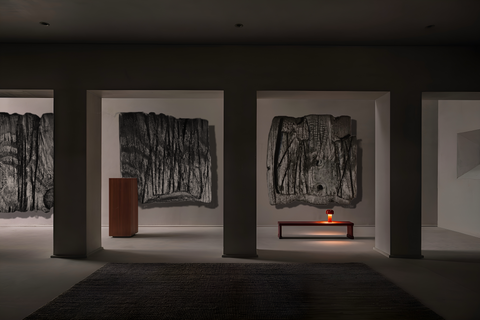 Minimalist Charred Wood Handmade Wall Sculpture "MORI" Charcoal Black