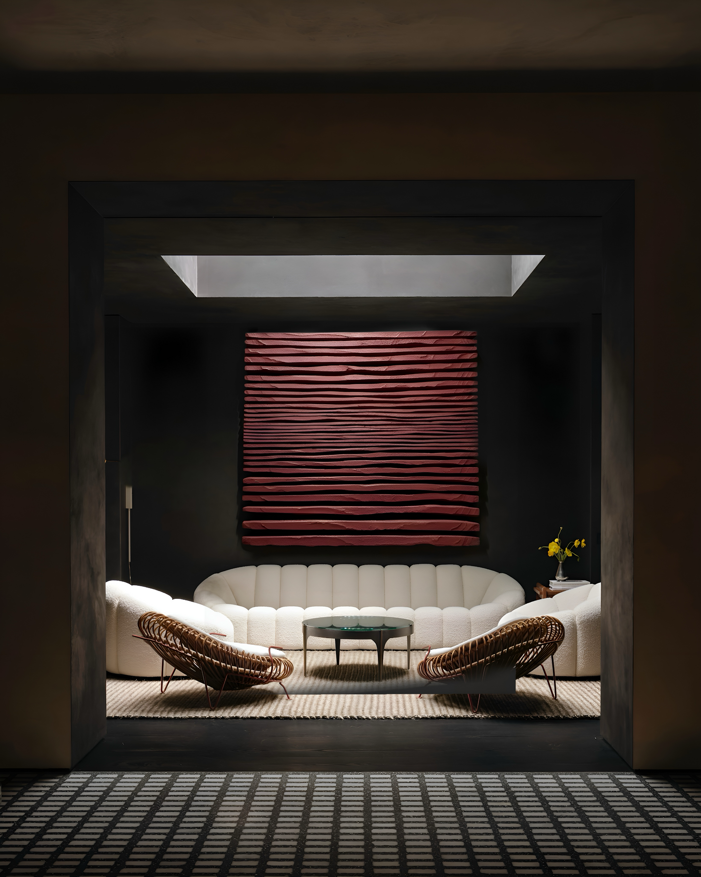Arte de pared de yeso bohemio hecho a mano en relieve de gran tamaño "SHADOW XL" en negro - 36, 45 y 65 pulgadas