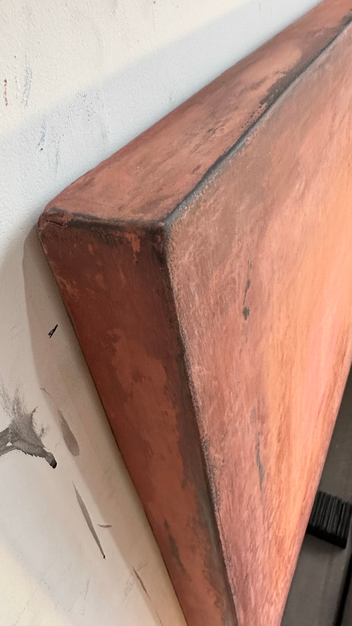 INSIDE OUT — Rusty Terracotta, close-up surface, depth and light play, matte sealed finish