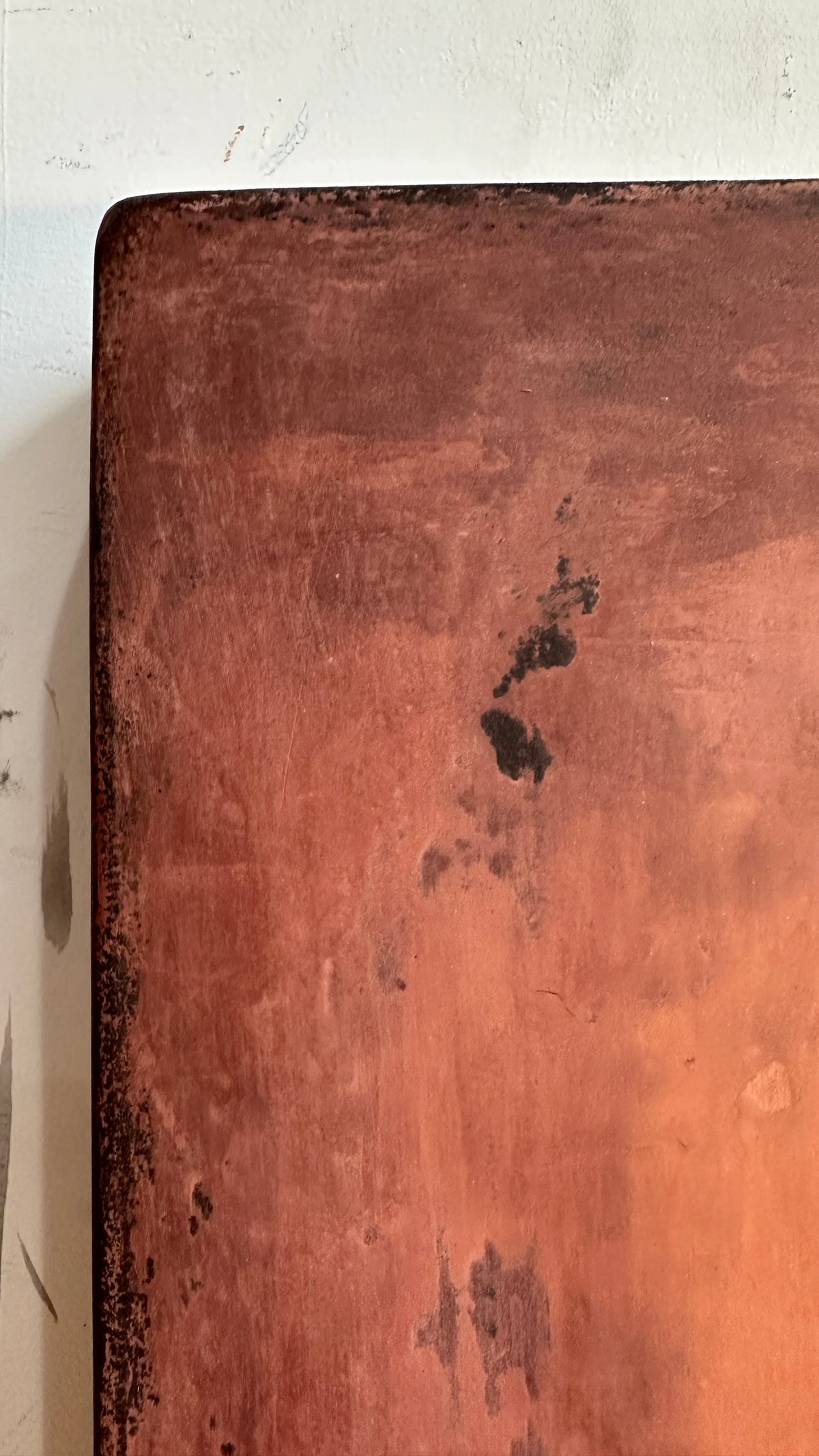 INSIDE OUT — Rusty Terracotta, side angle view, depth 3 inches, fiber-reinforced plaster composite