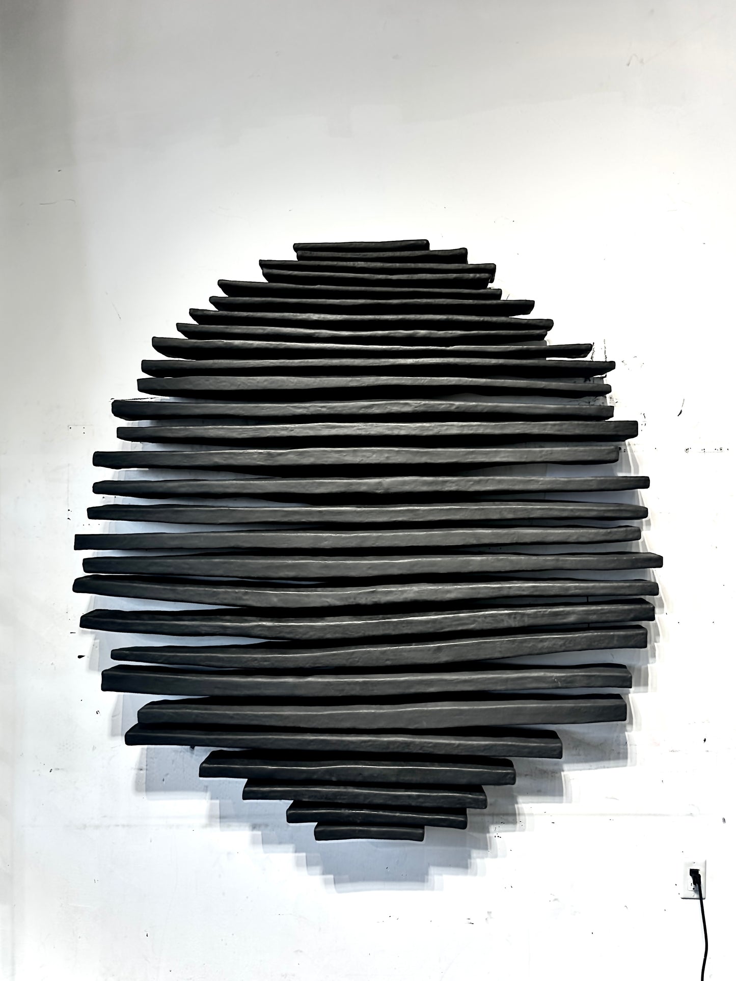 Arte de pared de yeso bohemio hecho a mano en relieve de gran tamaño "SHADOW Midnight" en negro