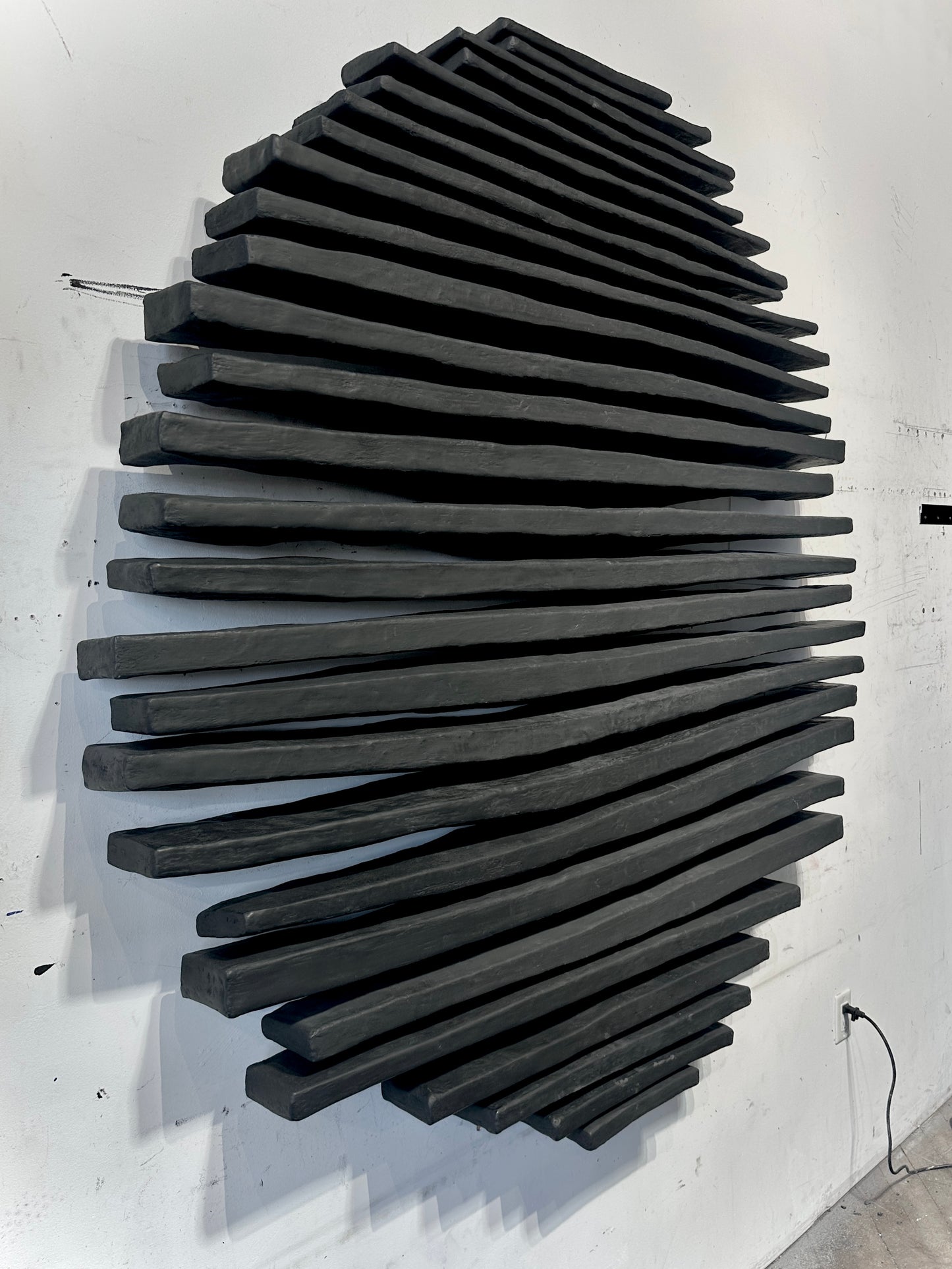 Arte de pared de yeso bohemio hecho a mano en relieve de gran tamaño "SHADOW Midnight" en negro
